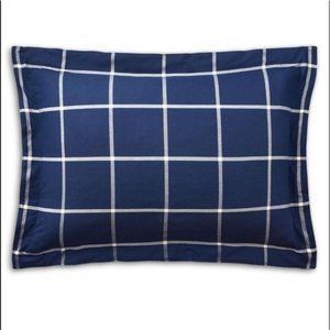 RALPH LAUREN Modern Equestrian Windowpane Sham, Standard. Color: Navy/Cream